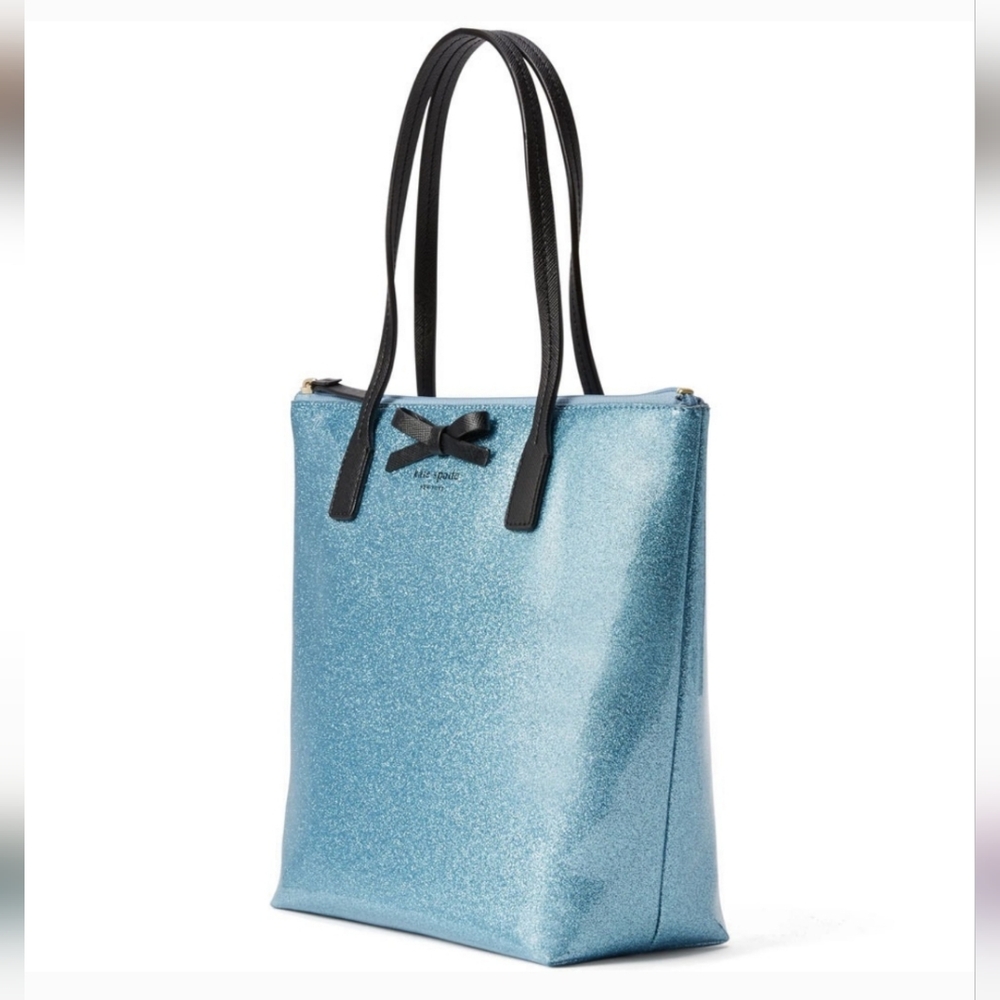 Elegant Blue and Black Structured Tote Bag
